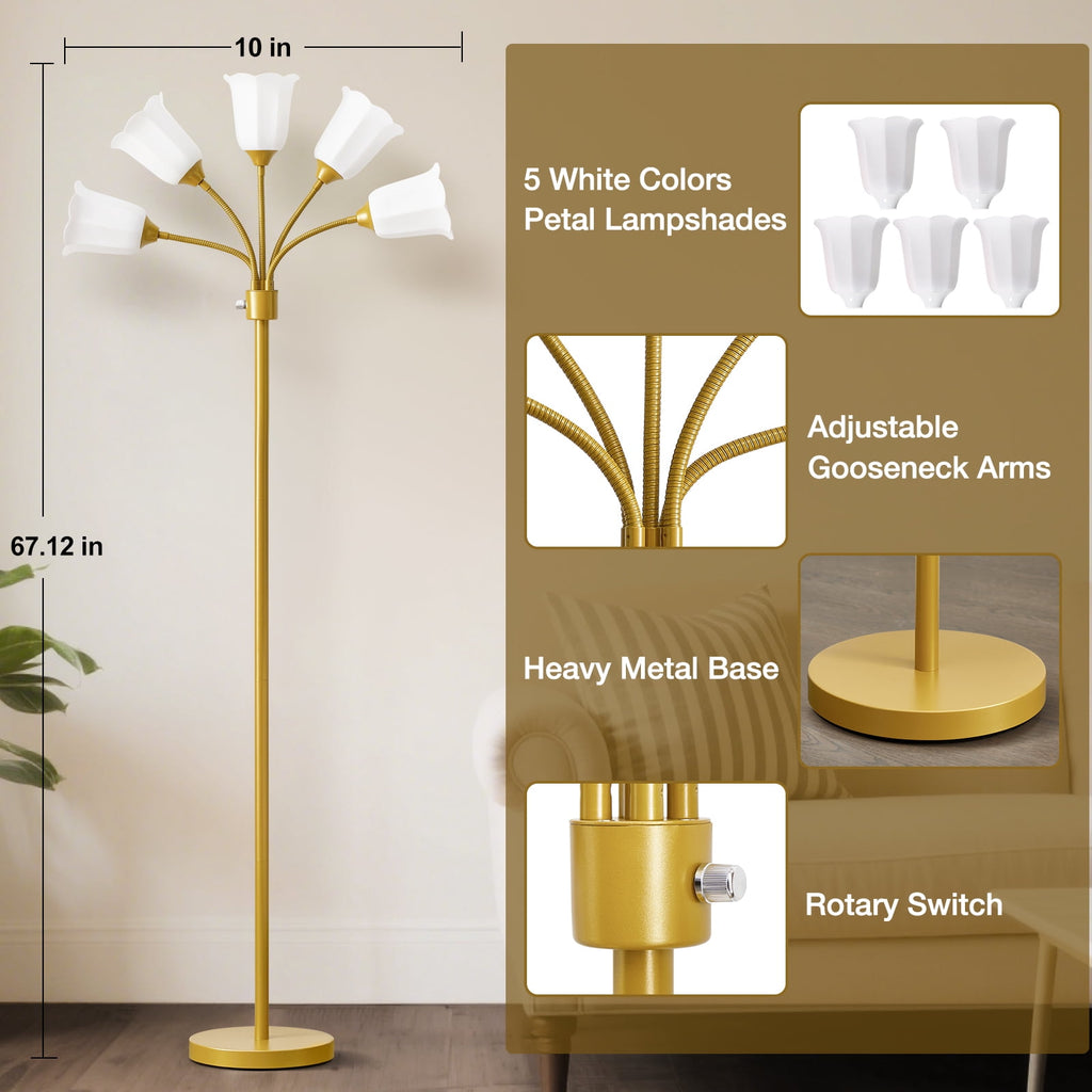 Cozylumi™ Medusa LED Floor Lamp, Multi Head Modern Tall Lamp with Adjustable Gooseneck
