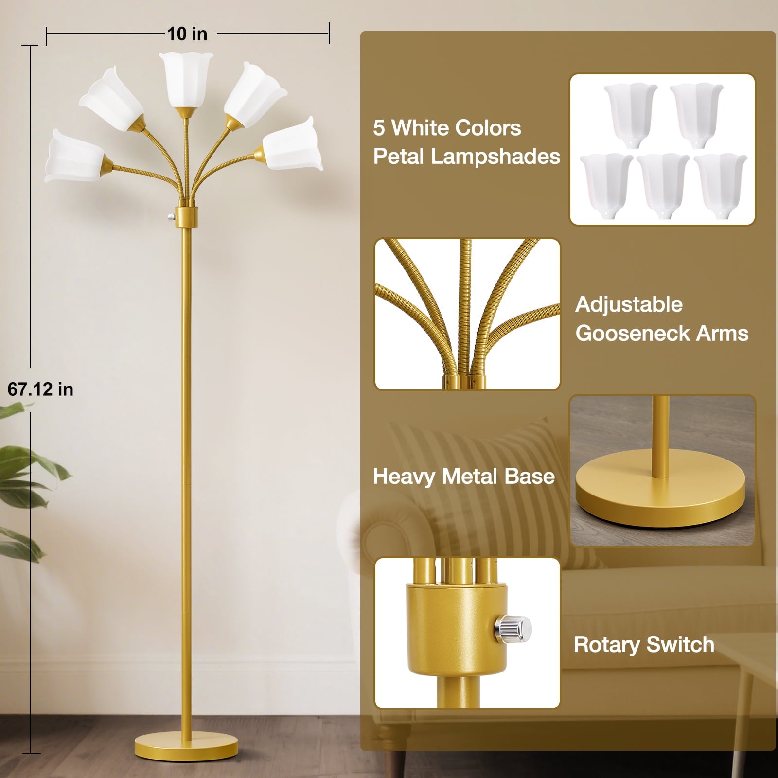 Cozylumi™ Medusa LED Floor Lamp, Multi Head Modern Tall Lamp with Adjustable Gooseneck