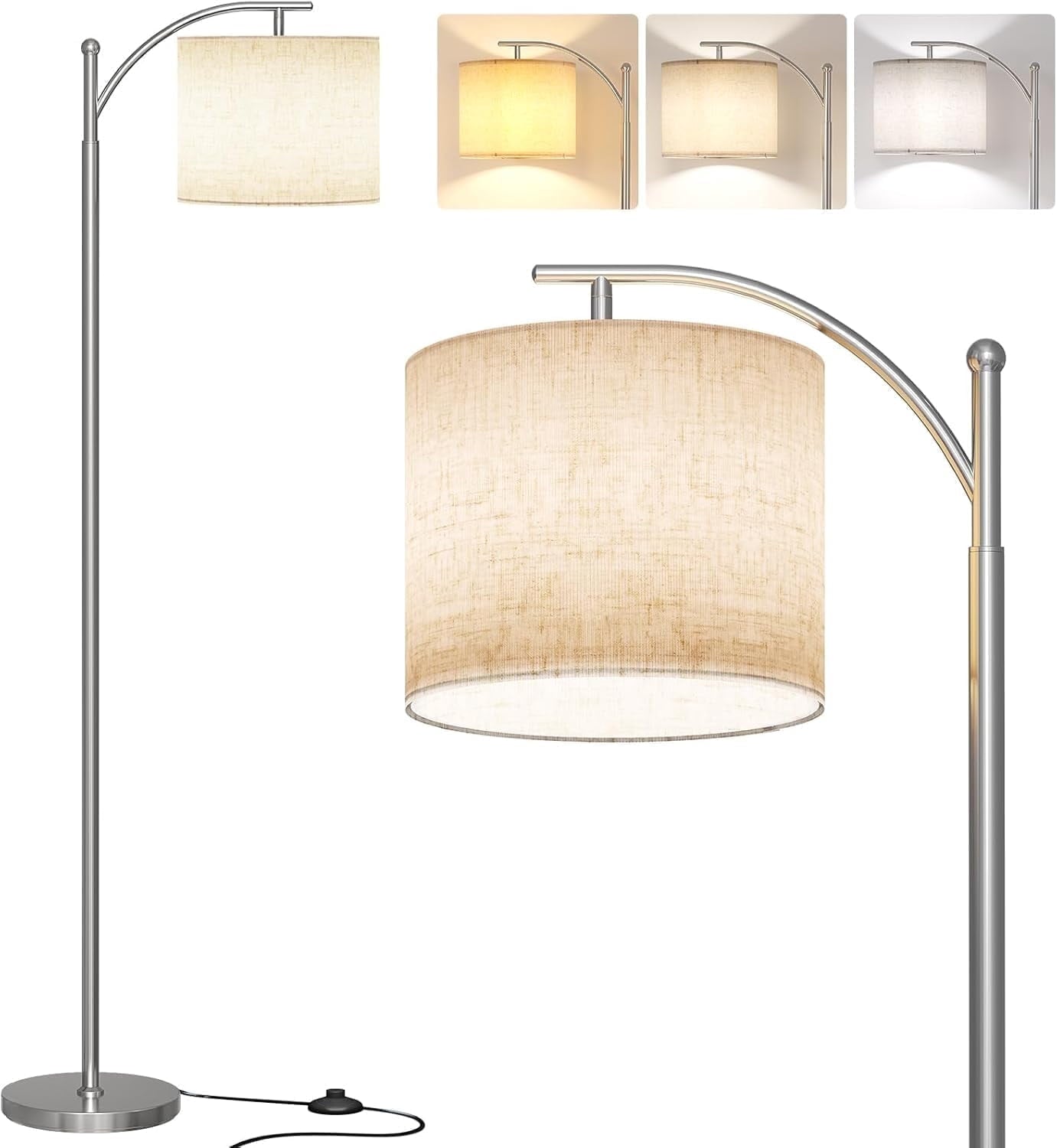 Cozylumi™ Arc Floor Lamp,Modern Floor Lamp with 9W 3 Color Temperatures Bulb,Metal