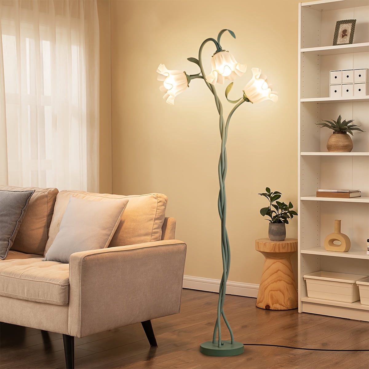 Cozylumi™ Art Deco Flower Floor Lamp, Flexible Arm DIY Shape, 3-Color Temperature LED