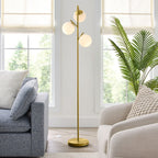 Cozylumi™ 3-Globe Freestanding Floor Lamp, 65 in, Frosted Glass Shades, Foot Switch