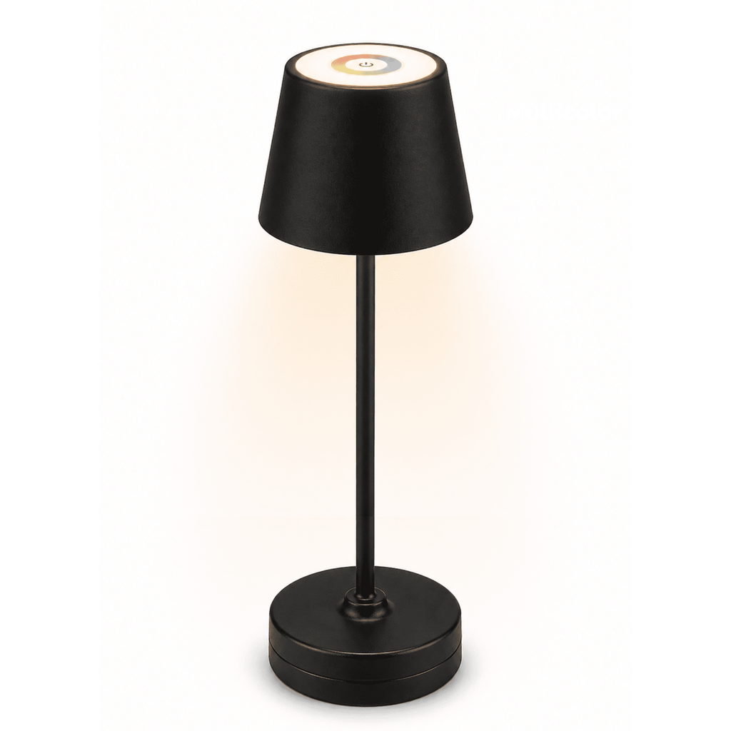 Cozylumi™ 14 Inch Rechargeable Color-Changing Table Lamp, Black, Indoor/Outdoor