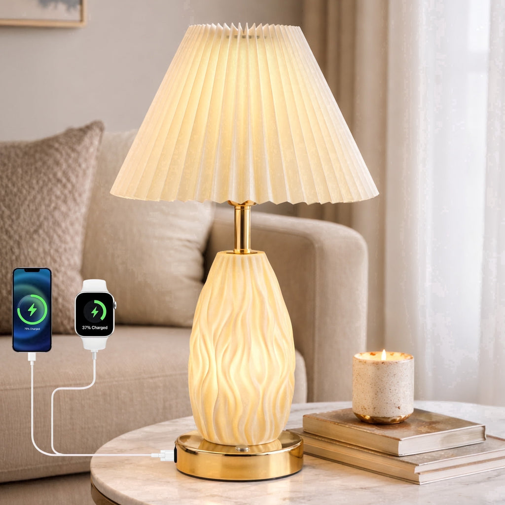 Cozylumi™ GVDV HOME 17.5" Table Lamp with USB A&C Ports and Night Light, Touch Control