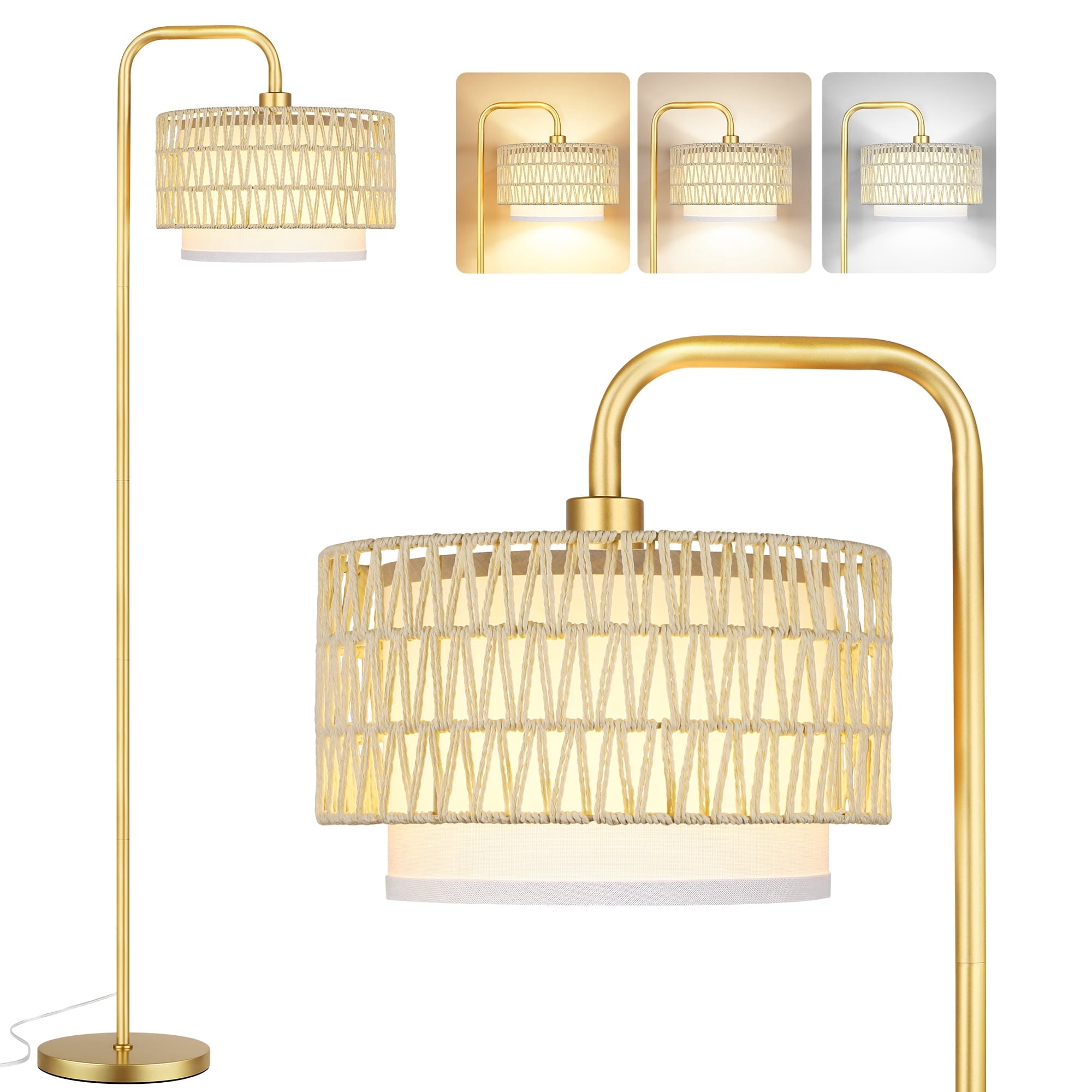Cozylumi™ Beige Floor Lamp with 3 Color Temperatures, Farmhouse Tall Lamp for Living