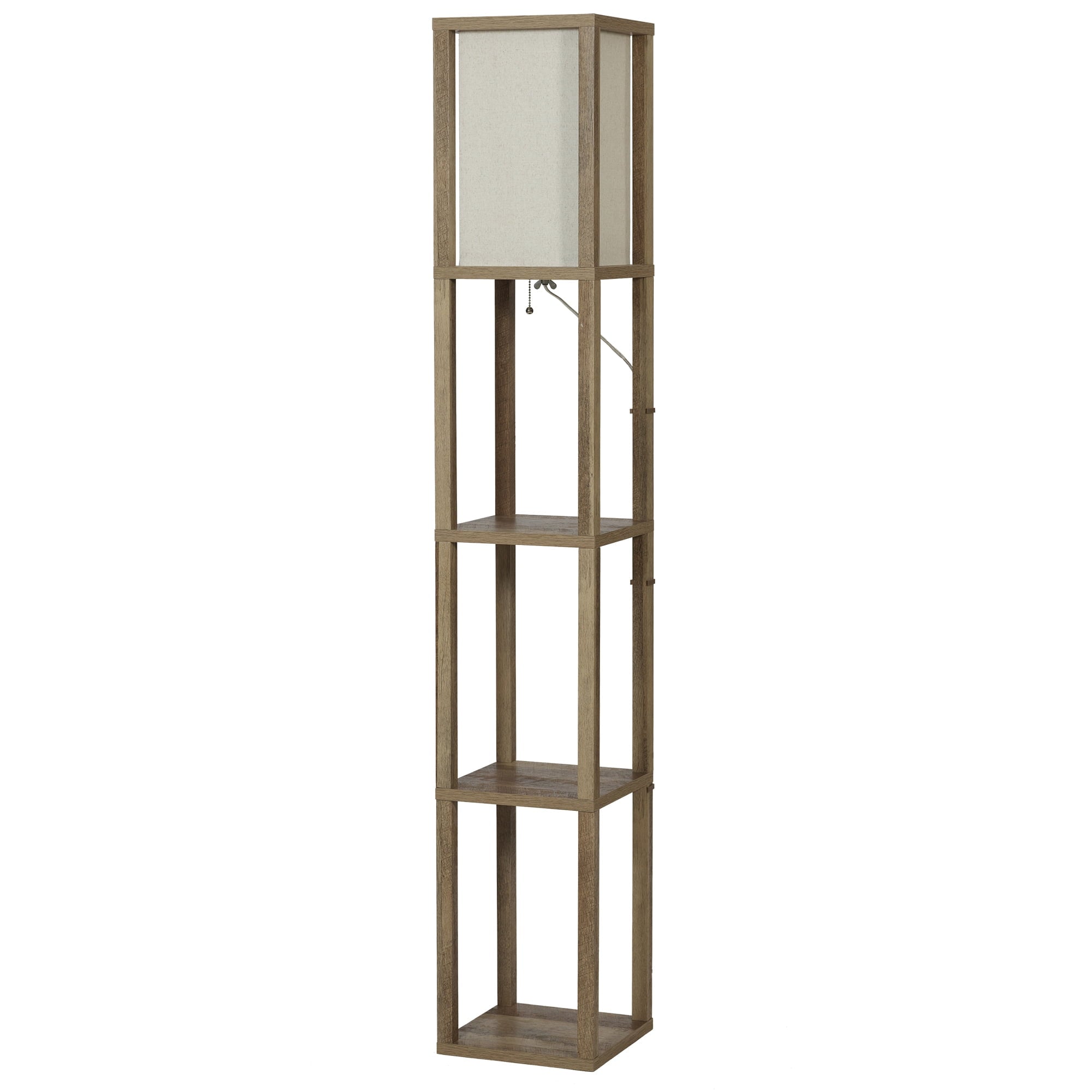 Cozylumi™ 62.25" Modern Pull Chain Weathered Floor Lamp with Natural Square Shade