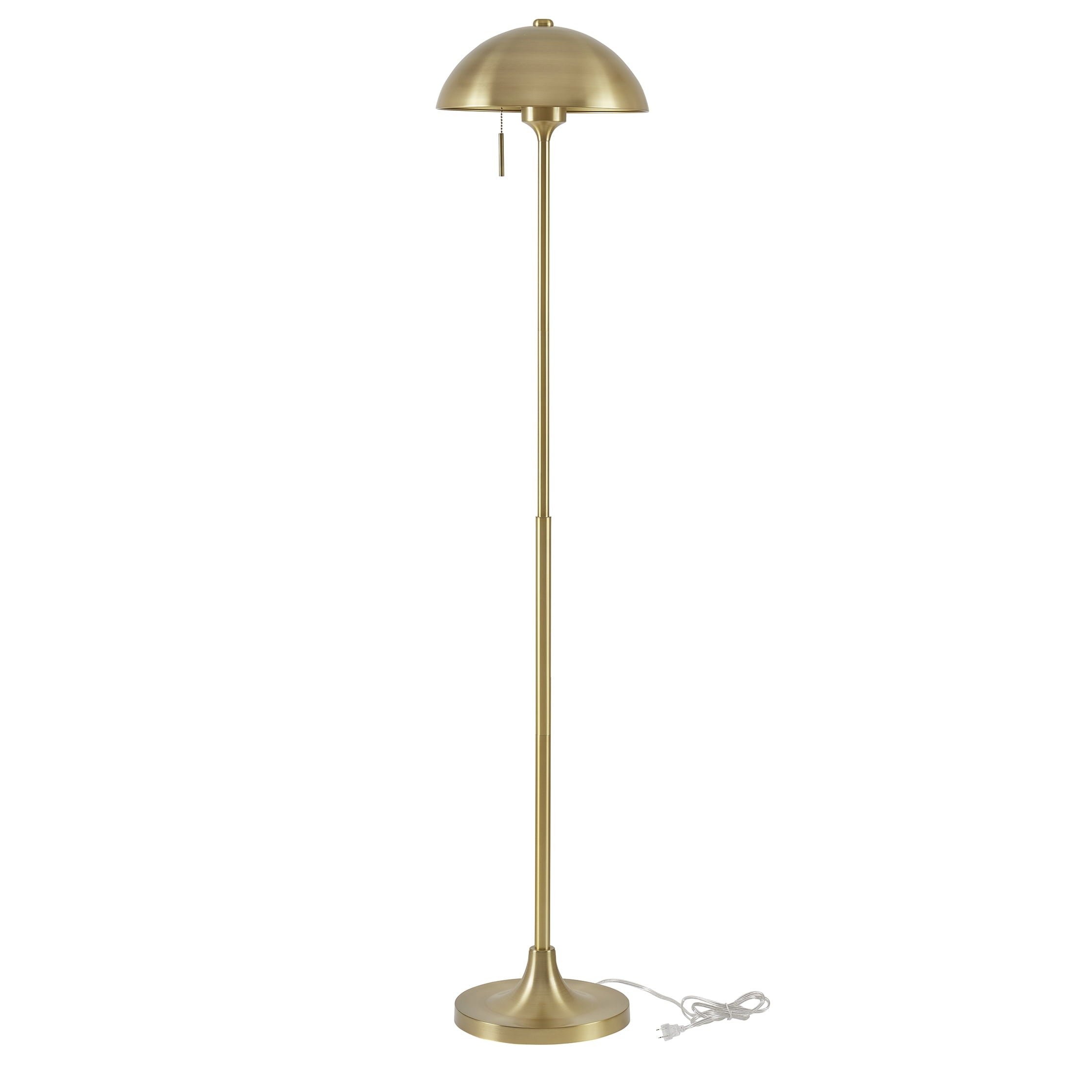 Cozylumi™ 62" Modern Pull-chain Brass Floor Lamp with Brass Dome Shade