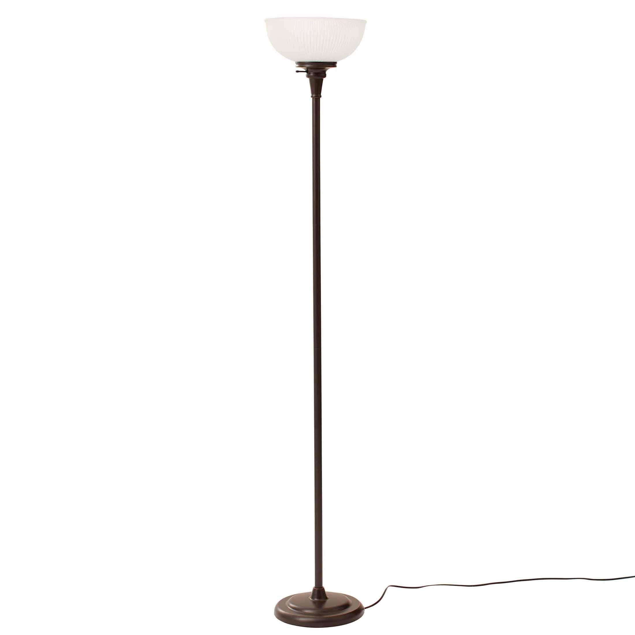 Cozylumi™ 71" New Ribbed Frosted Glass Oil Rubbed Bronze Floor Lamp, Modern Styling
