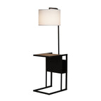 Cozylumi™ 54" Matte Black Metal Floor Lamp with Faux Wood Table and Magazine Rack