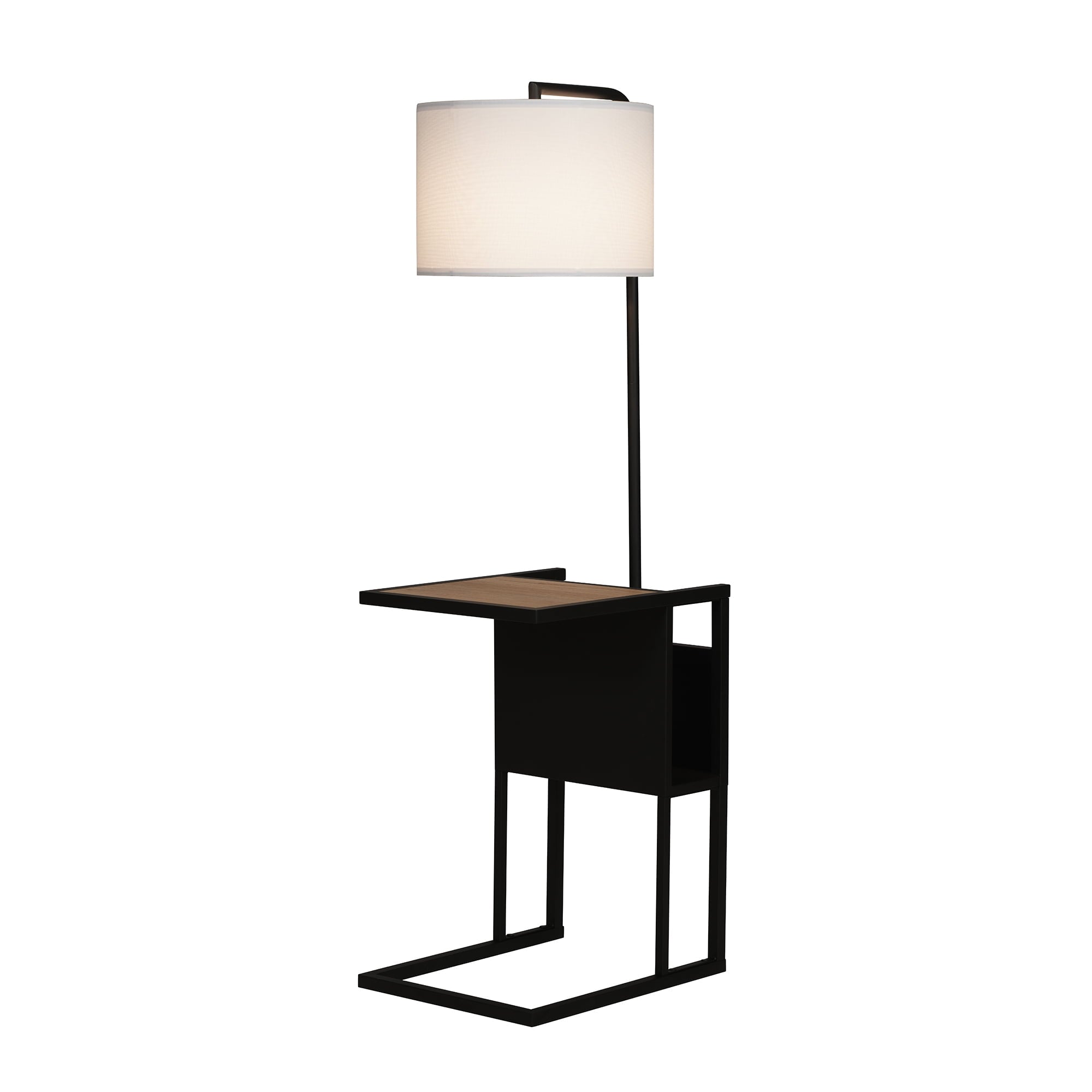 Cozylumi™ 54" Matte Black Metal Floor Lamp with Faux Wood Table and Magazine Rack