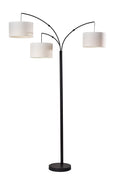 Cozylumi™ 82 in Matte Black 3-Light Arc Floor Lamp with Adjustable Shades