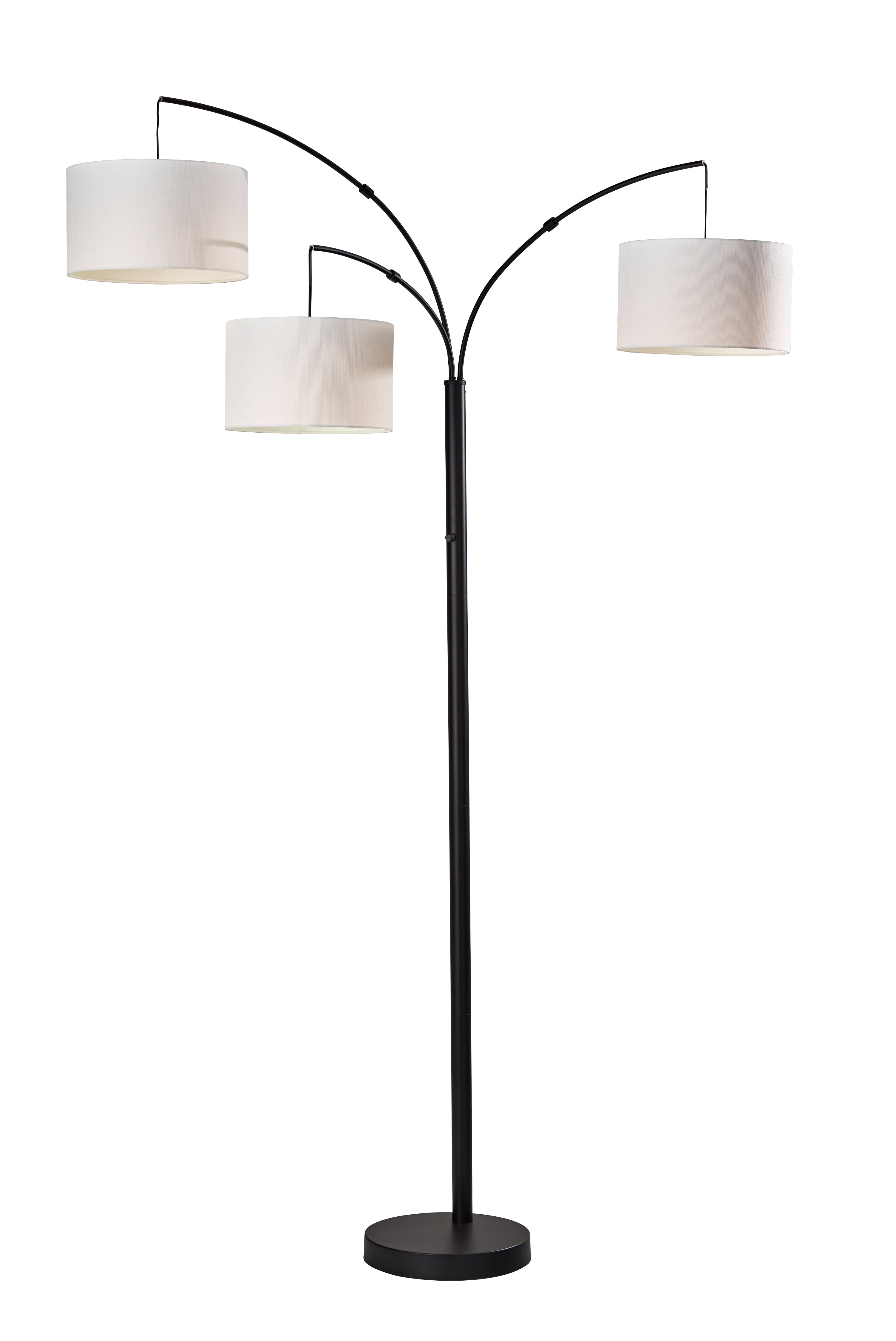 Cozylumi™ 82 in Matte Black 3-Light Arc Floor Lamp with Adjustable Shades