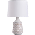 Cozylumi™ White and Beige Etched Ceramic Table Lamp with Shade 17"H