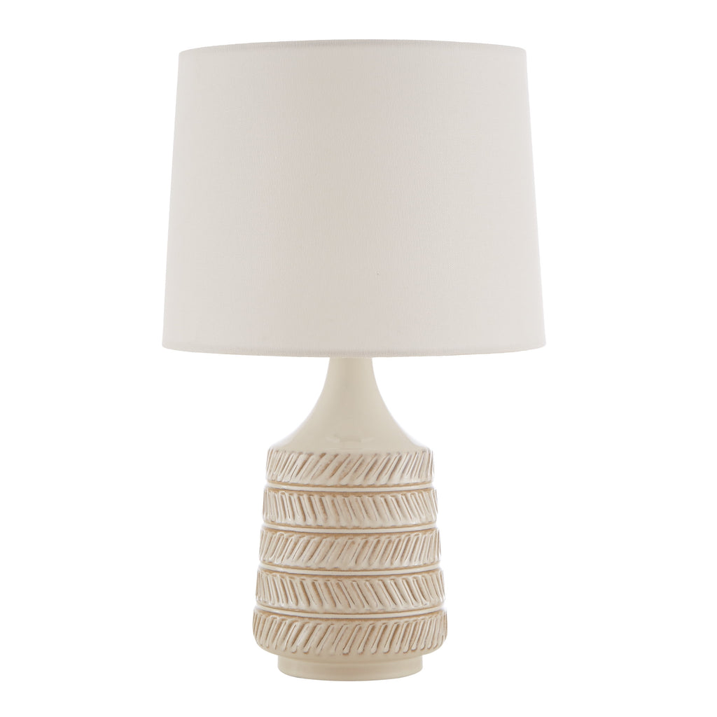 Cozylumi™ 17 in Reactive Glaze Ceramic Table Lamp with White Fabric Shade