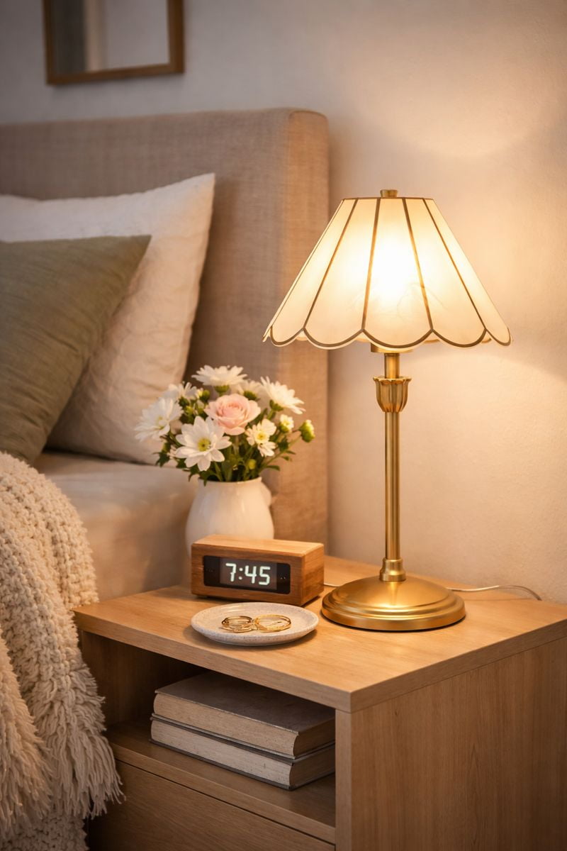Cozylumi™ Capiz Scalloped Glass Table Lamp, Gold Finish, 19"H