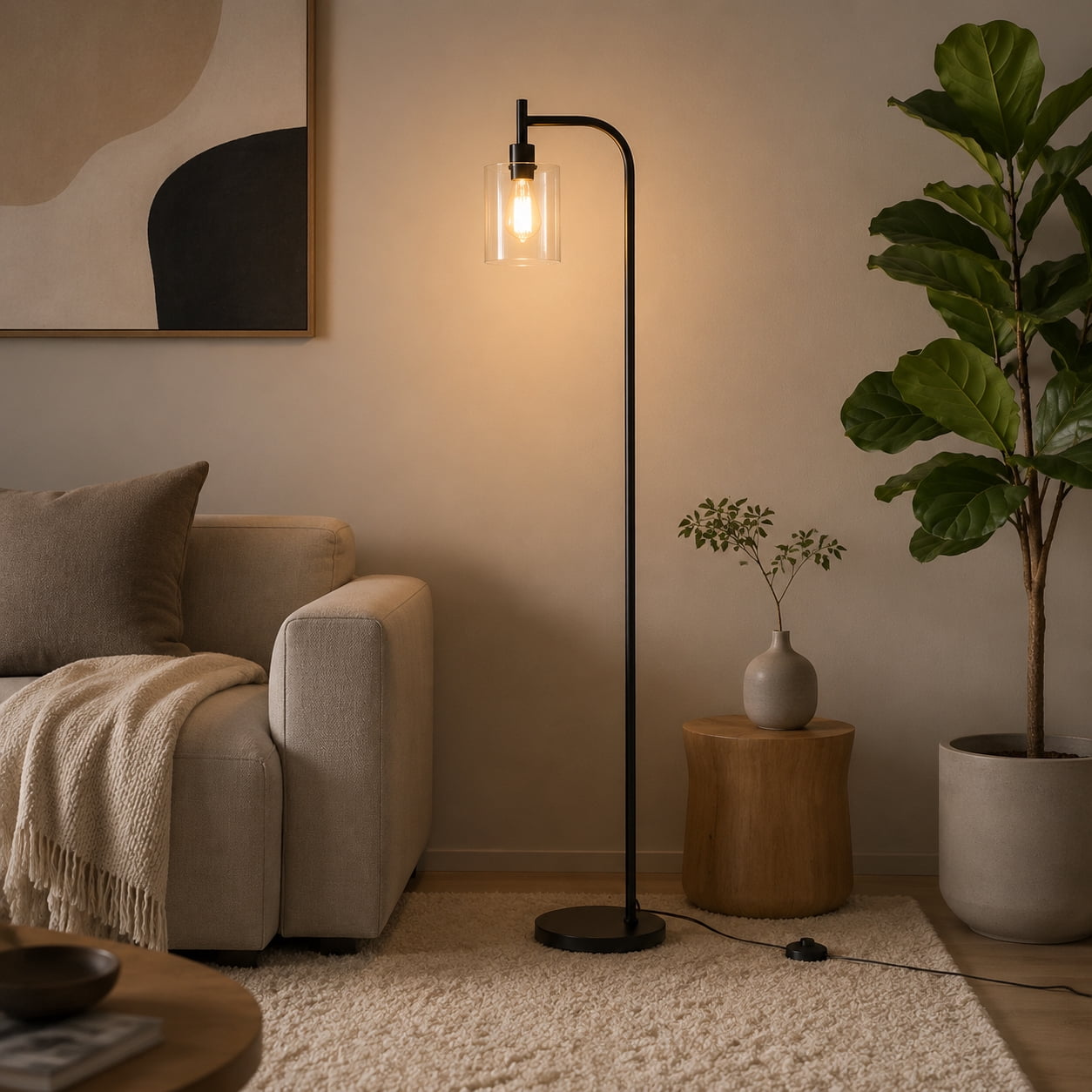 Cozylumi™ Coliware Arc Floor Lamp with Acrylic Lampshade, Modern Tall Standing Lamp