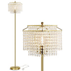 Cozylumi™ Gold Crystal Floor Lamp , Modern Standing Lamps with Double-Layer Lampshade