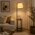 Cozylumi™ DEWENWILS Floor Lamp with Table for Living Room, 62in Rustic Farmhouse Wooden