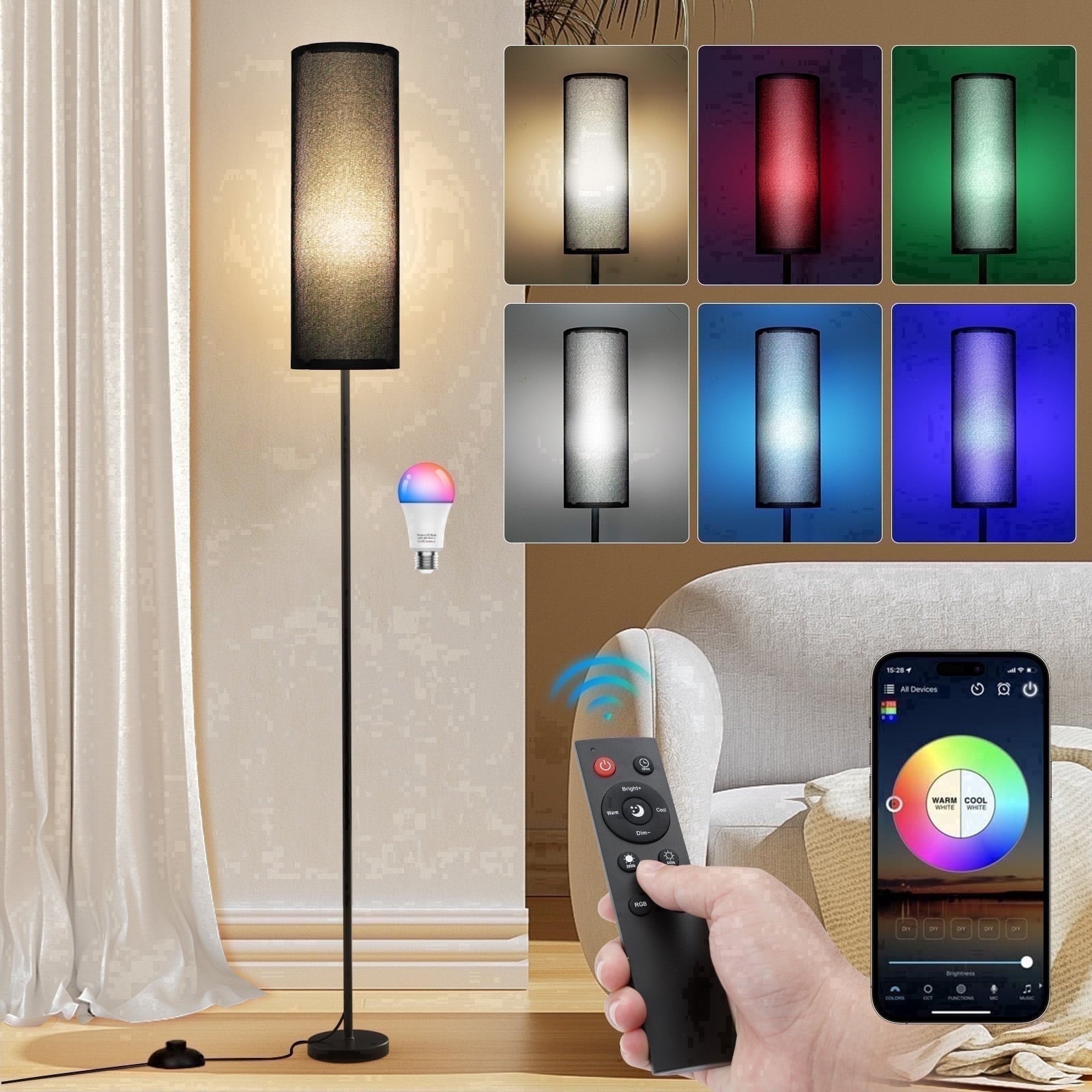 Cozylumi™ 67" Floor Lamp, 16 Million Color Changing Smart LED Lamp with Music Sync, APP
