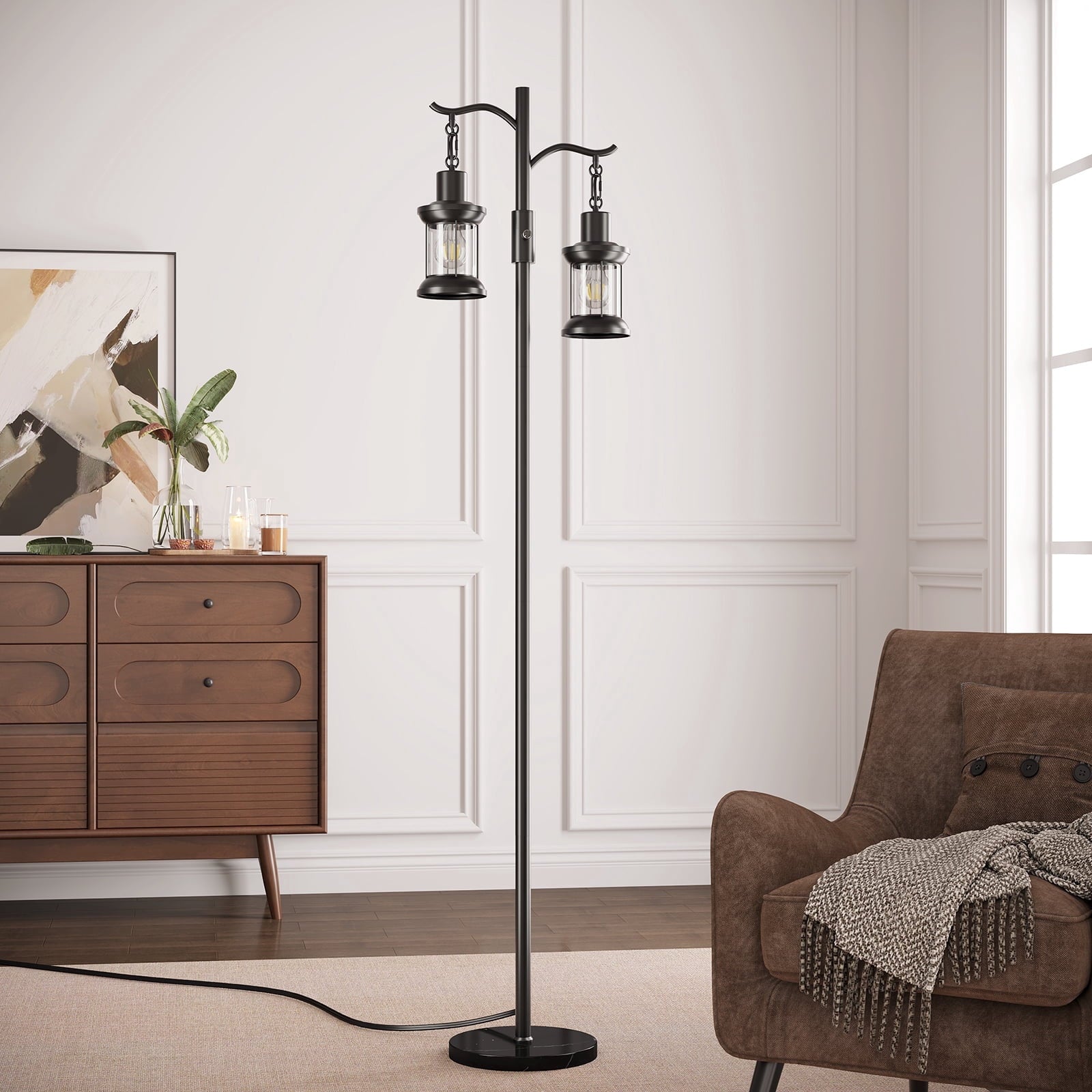 Cozylumi™ 63" Modern Floor Lamps with Stepless Dimming, 2 Light Glass Floor Lamps for