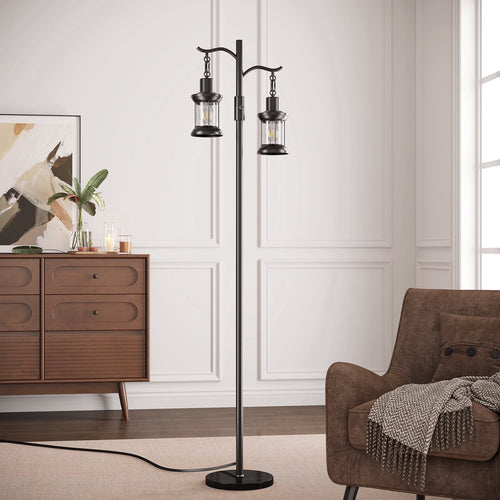 Cozylumi™ 63" Modern Floor Lamps with Stepless Dimming, 2 Light Glass Floor Lamps for