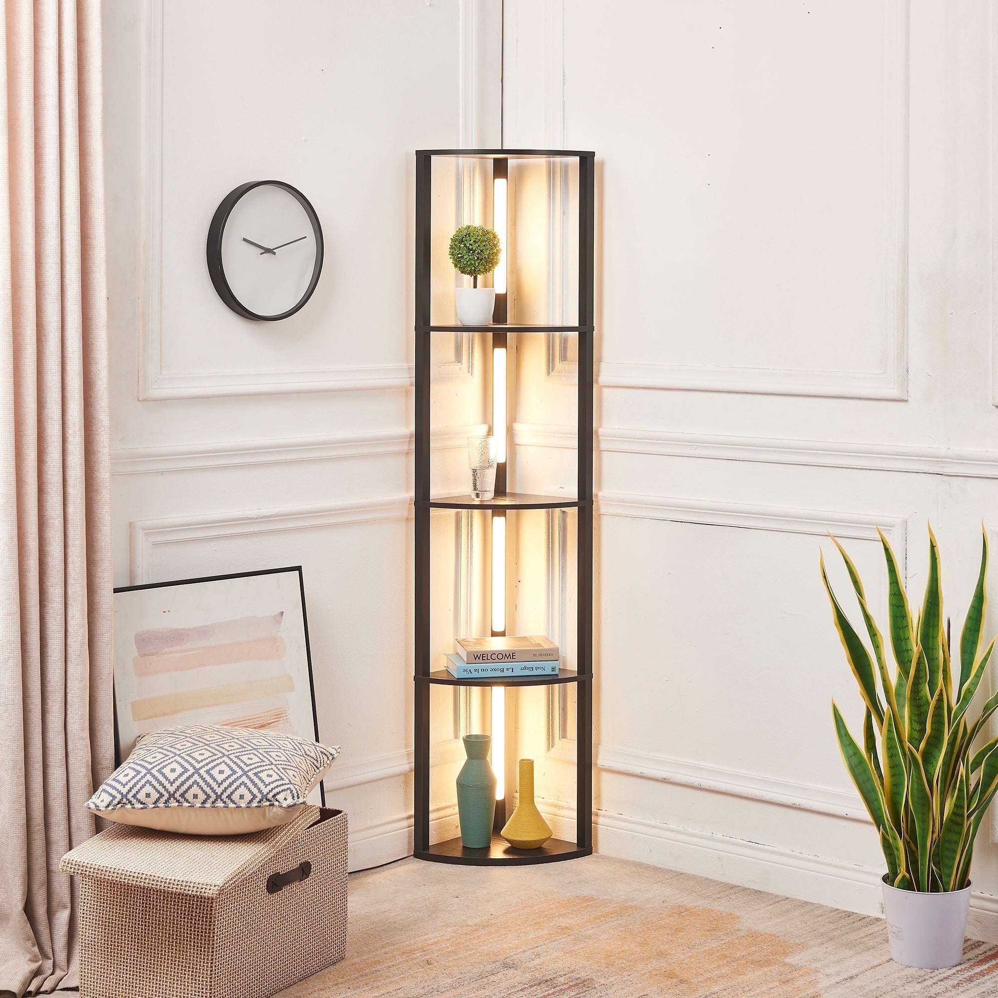 Cozylumi™ FENLO LED Floor Lamp with Shelves, Dimmable Color-Changing 4-Tier Display