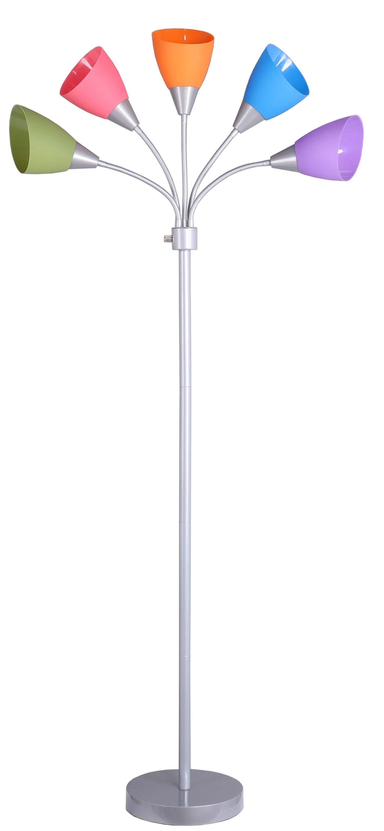 Cozylumi™ 5-Light Multi-Color Floor Lamp, Silver Finish