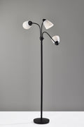 Cozylumi™ 3-Head Adjustable Floor Lamp, Black with White Plastic Shades, 68 in