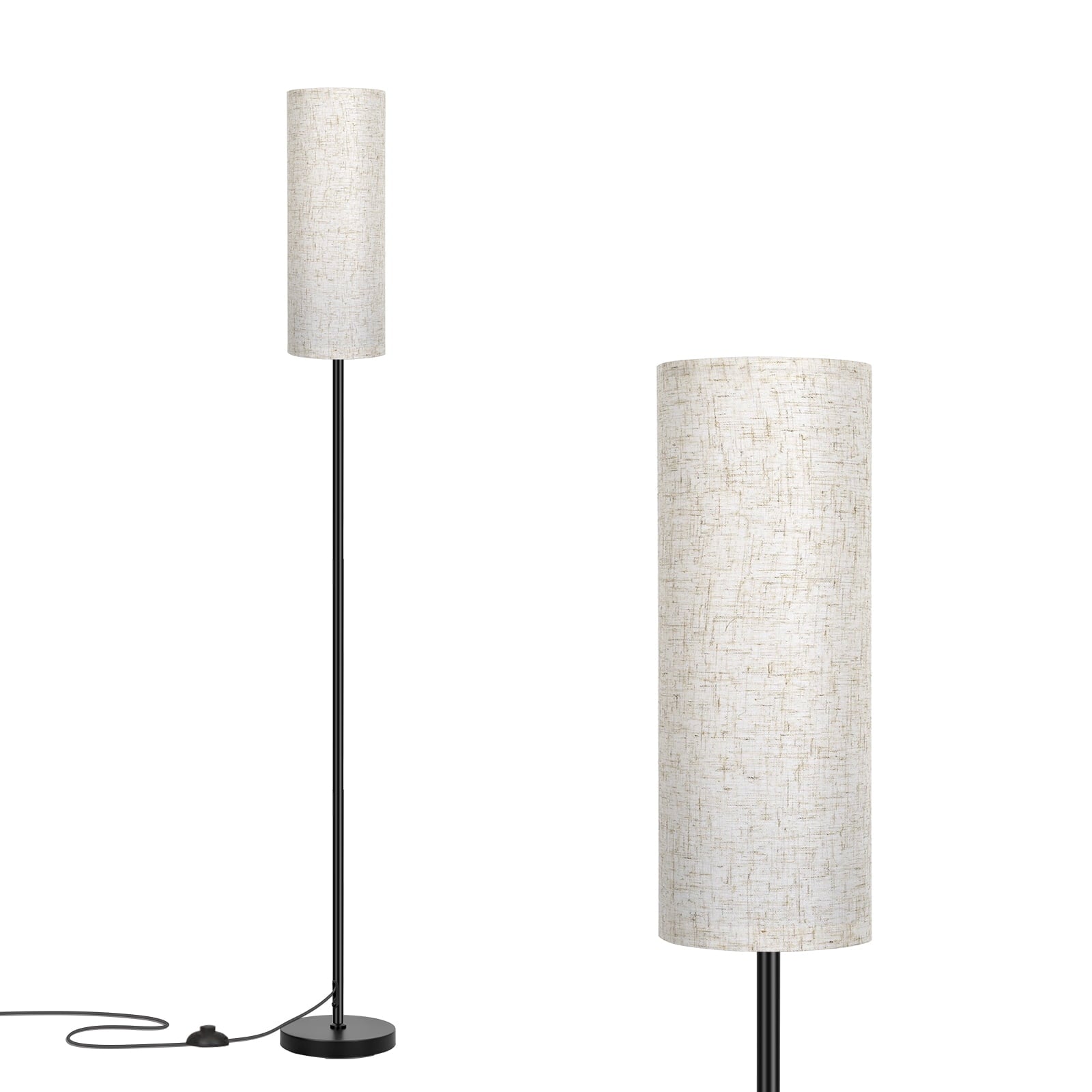 Cozylumi™ 67" Floor Lamp, Modern Standing Lamp with Beige Linen Shade, Black Pole with