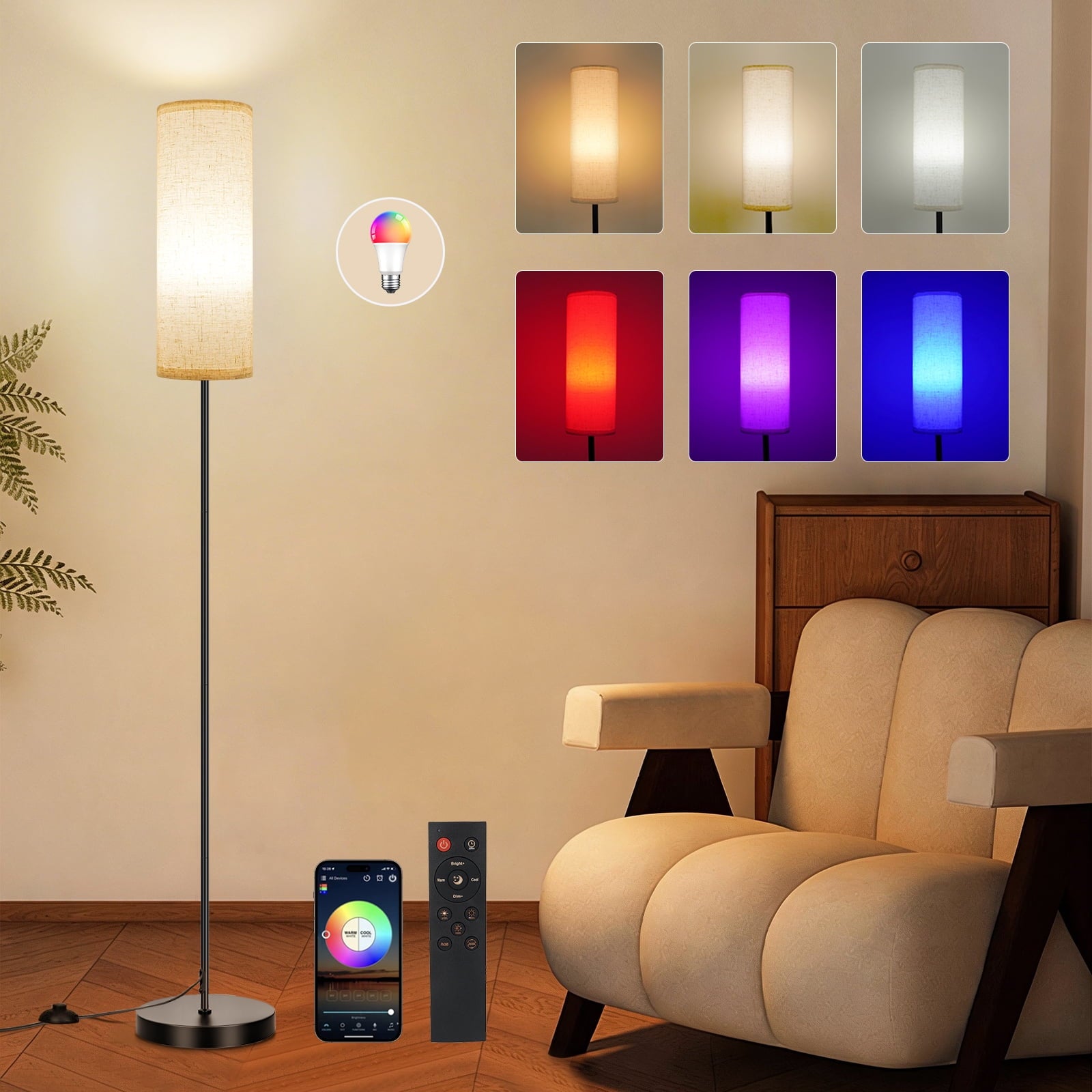 Cozylumi™ 67" Floor Lamp, 16 Million Color Changing Smart LED Lamp with Music Sync, APP