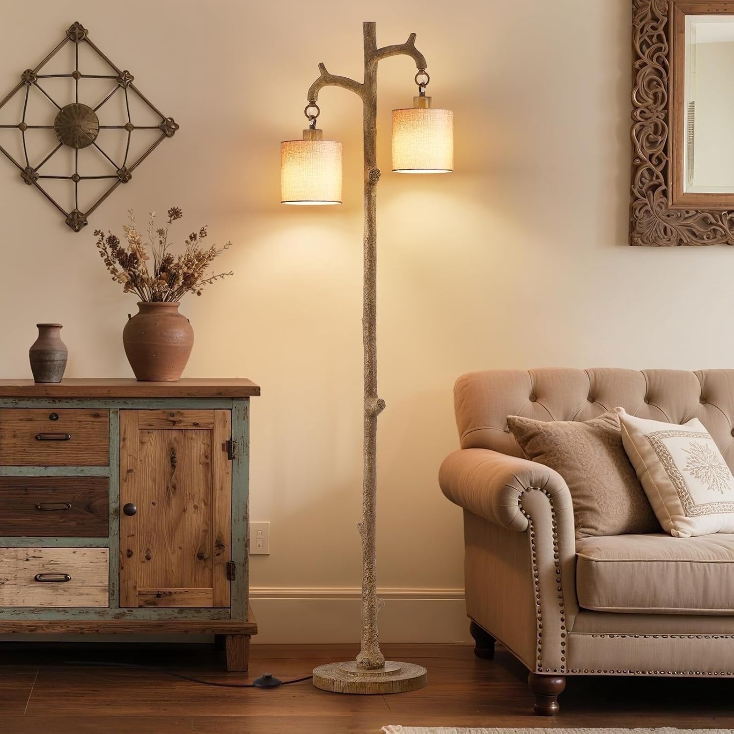 Cozylumi™ Floor Lamp for Living Room - 69" Rustic Farmhouse Tree Trunk Tall Lamp