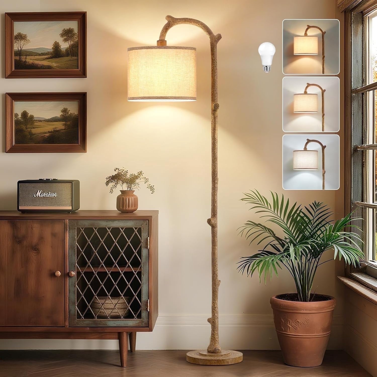 Cozylumi™ Floor Lamp for Living Room - 69" Rustic Farmhouse Tree Trunk Tall Lamp