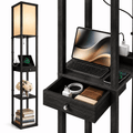 Cozylumi™ Floor Lamp with Shelves & Drawer, LED Standing Lamps with 3 Color