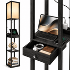 Cozylumi™ Floor Lamp with Shelves & Drawer, LED Standing Lamps with 3 Color