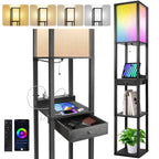 Cozylumi™ Floor Lamp with Shelves & Drawer, RGB LED Standing Lamps with 4 Color