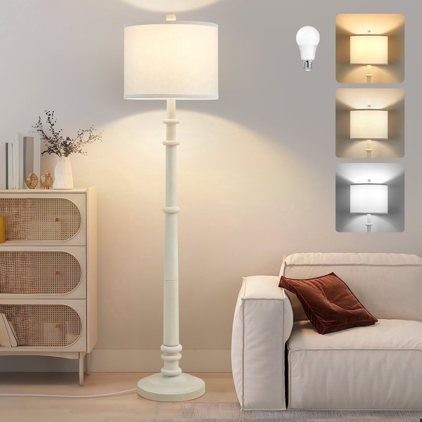 Cozylumi™ Floor Lamps for Living Room,60" Vintage Farmhouse Floor Lamp 3-Color