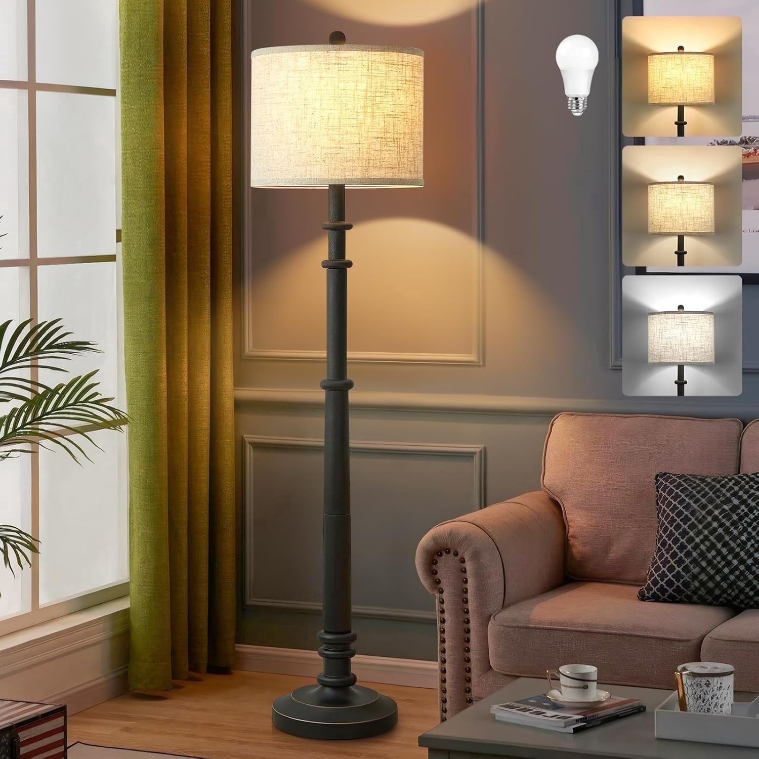 Cozylumi™ Floor Lamps for Living Room,60" Vintage Farmhouse Floor Lamp 3-Color