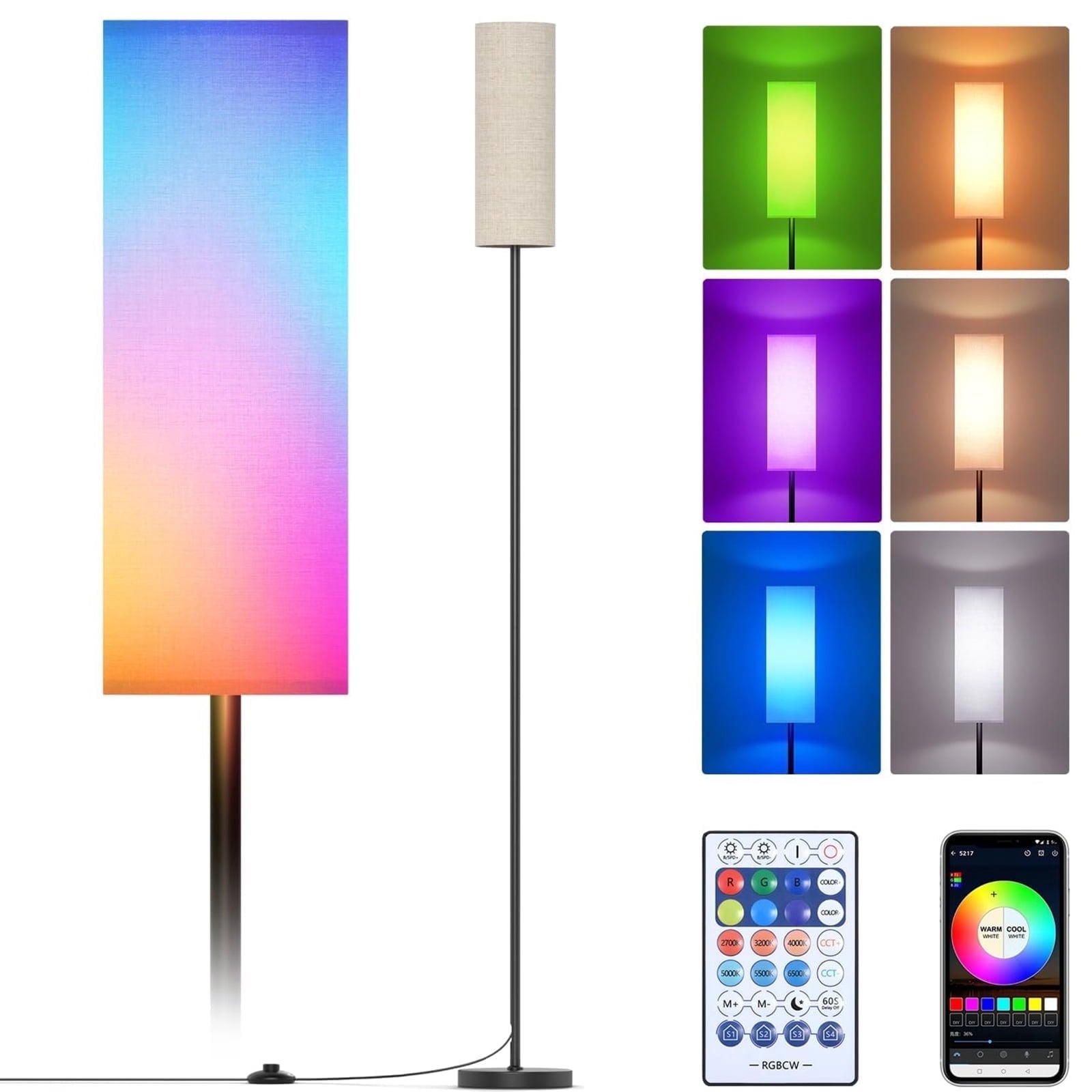 Cozylumi™ Neoglint Modern RGB Floor Lamp, Tall Dimmable Standing Light with App &