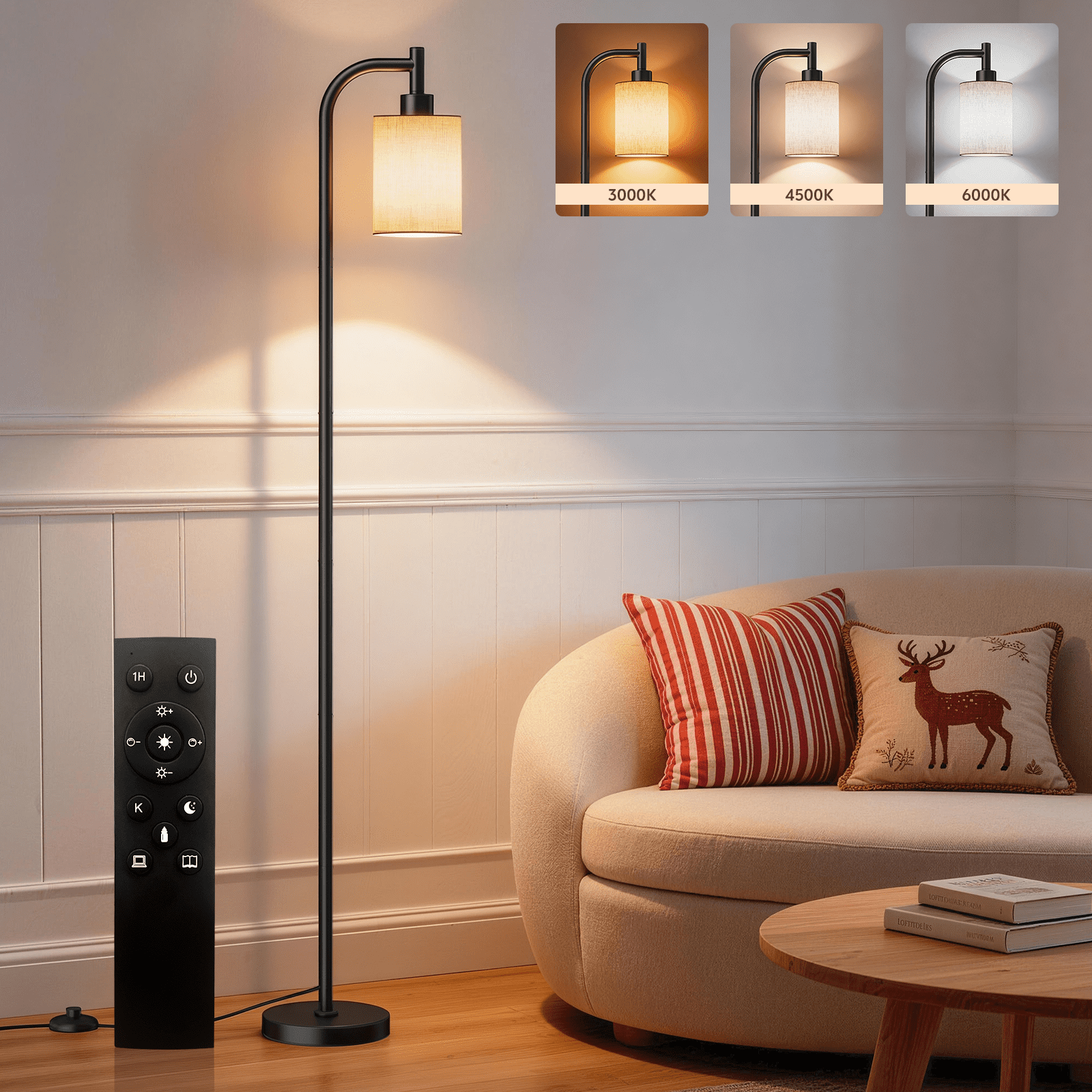Cozylumi™ Floor Lamps for Living Room,3-Way Dimmable Standing Lamps with White