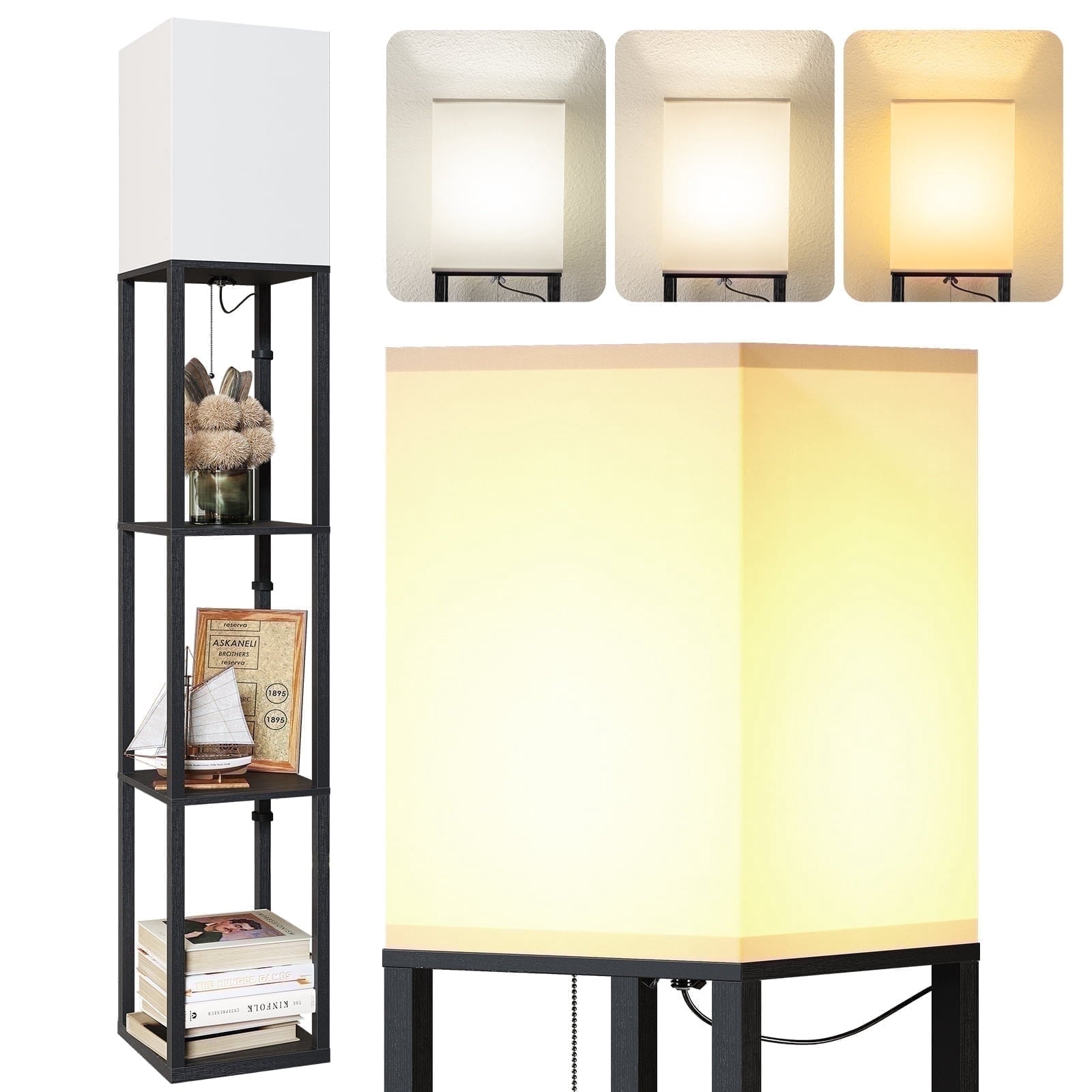 Cozylumi™ 63'' Floor Lamps with Shelves, Home Standing Lamp, Include 1000 Lumens