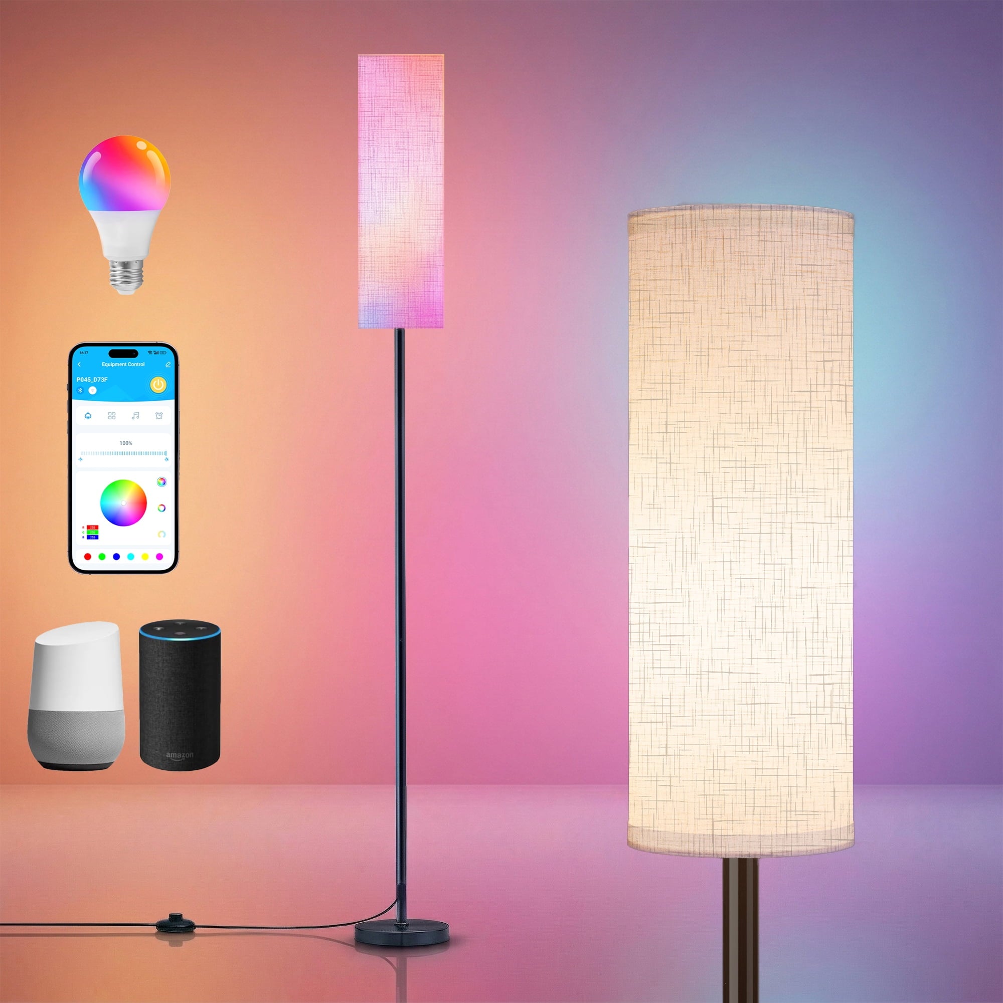 Cozylumi™ RGB Modern Floor Lamp for Living Room, LED Standing Lamp with App Control