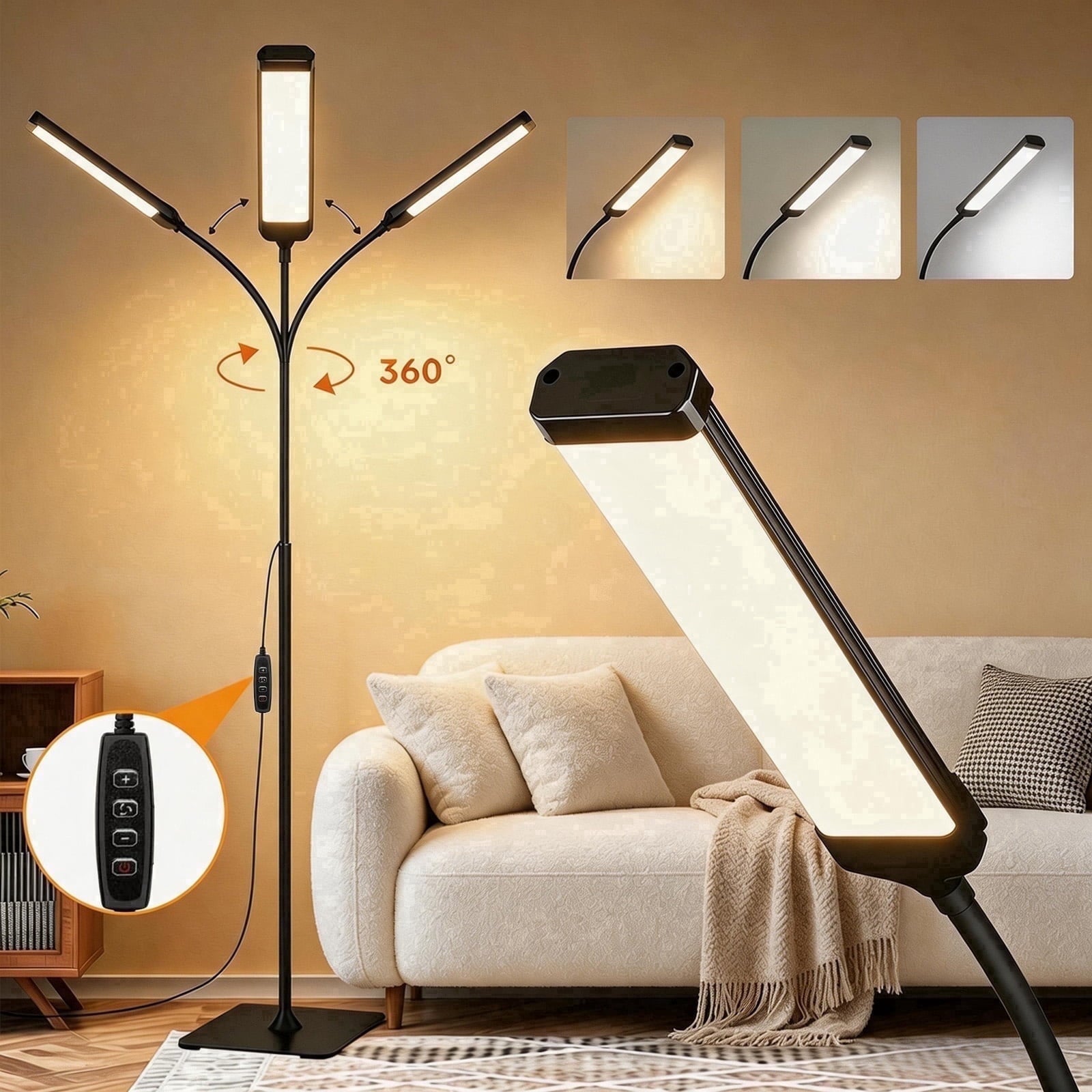 Cozylumi™ Gaormii LED Floor Lamp for Living Room, Bright Reading Lamp with 10 Stepless