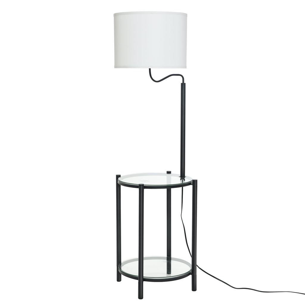 Cozylumi™ Glass End Table Floor Lamp with White Shade, Matte Black, 17"L x 17"W x 54"H
