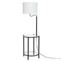Cozylumi™ Glass End Table Floor Lamp with White Shade, Matte Black, 17"L x 17"W x 54"H