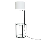 Cozylumi™ Glass End Table Floor Lamp with White Shade, Matte Black, 17"L x 17"W x 54"H