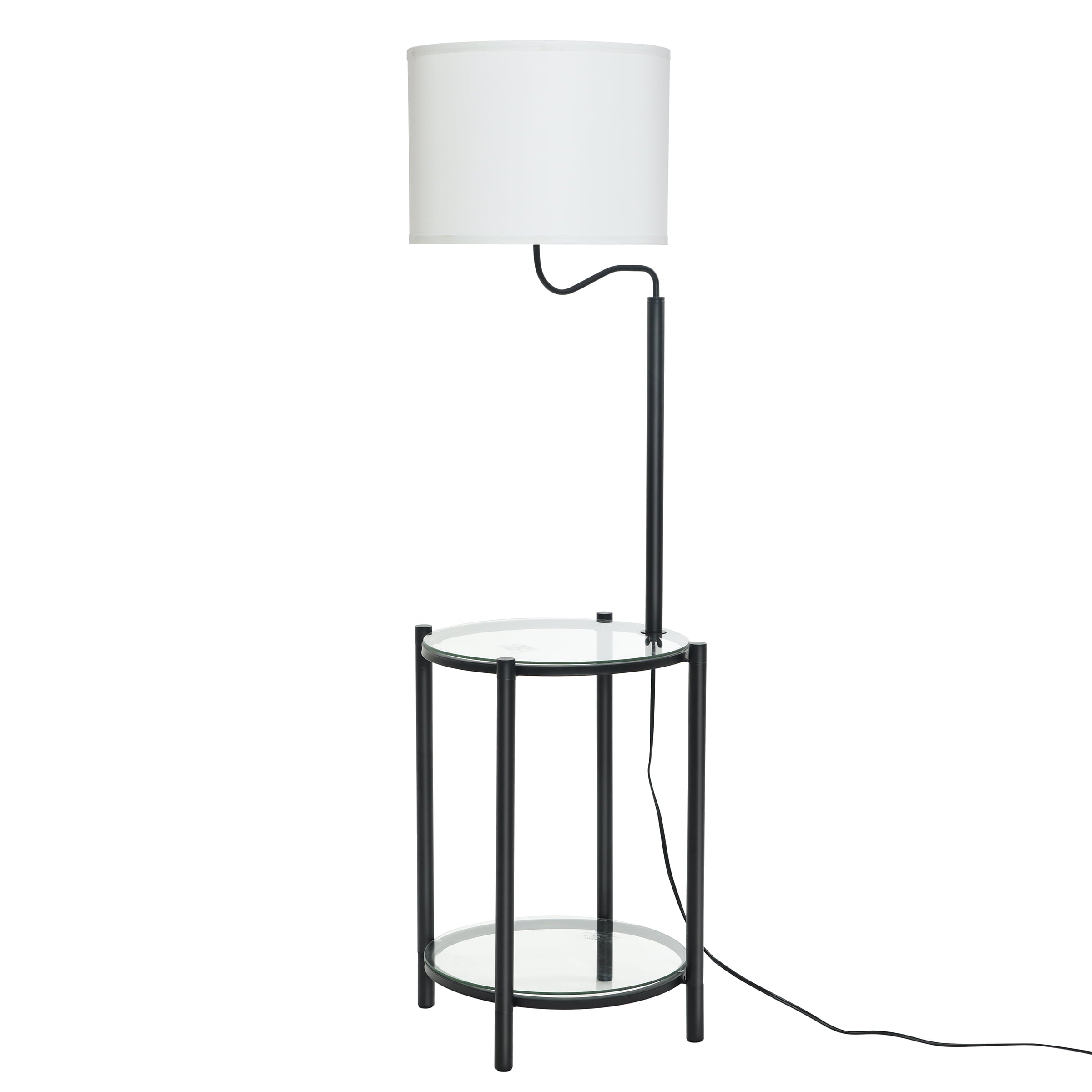 Cozylumi™ Glass End Table Floor Lamp with White Shade, Matte Black, 17"L x 17"W x 54"H