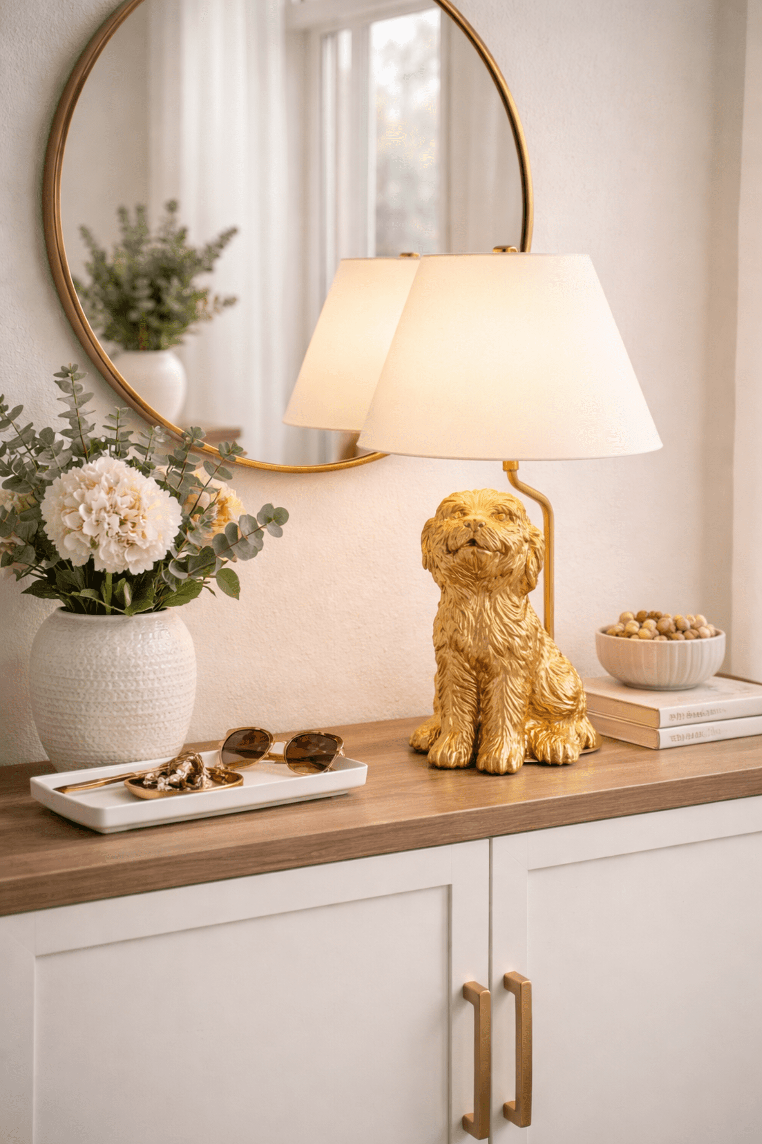 Cozylumi™ Catalina Lighting Golden Doodle Table Lamp with Painted Gold Finish and