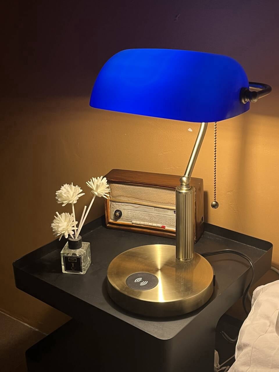 Cozylumi™ Novaretro Vintage Green Glass Bankers Floor Lamp with Adjustable Arm & Pull