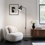 Cozylumi™ 59" Black Modern Floor Lamps for Living Room, Adjustable Lampshade, Metal