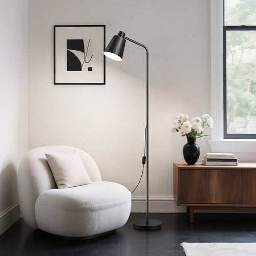 Cozylumi™ 59" Black Modern Floor Lamps for Living Room, Adjustable Lampshade, Metal