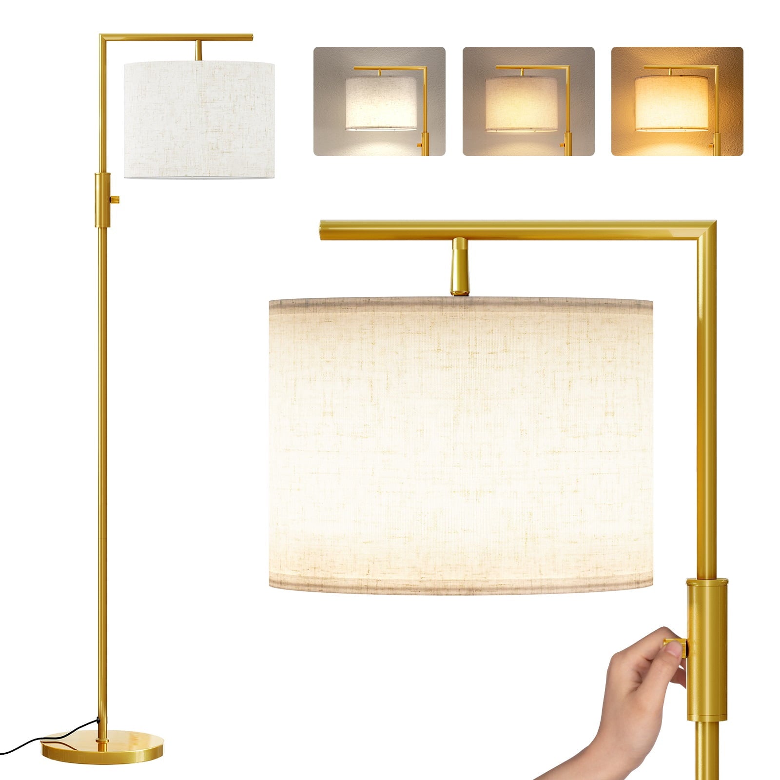 Cozylumi™ Iron Modern Standing Lamp, Gold Floor Lamp for Living Room, with Rotary